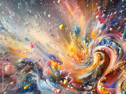 Colorful Abstract Galaxy Splash in Playful Space