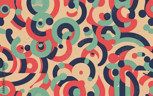 Trendy Seamless Pattern Stippled Circles Retro Colors Abstract Background with Generative AI.