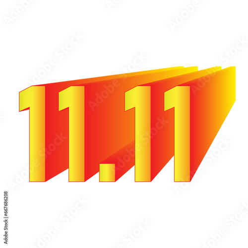 11.11 text transparent image with 3D effect for eleven eleven sale offer