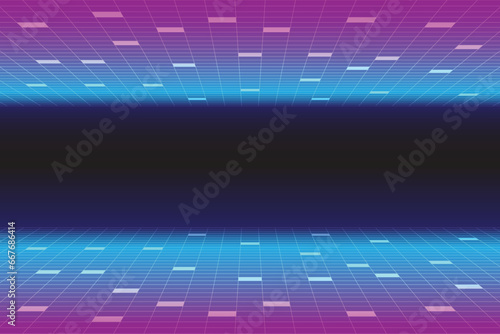 Retro Futurism Sci-Fi Background. glowing neon grid. and stars from vintage arcade computer games	
