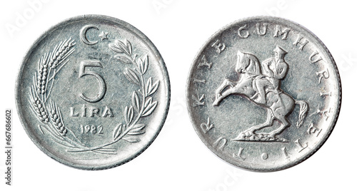 Obraz na płótnie Coin 5 lira. Turkey. 1982