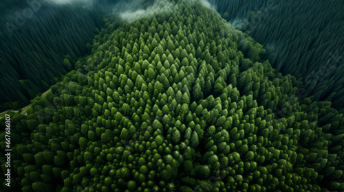 Aerial view of forest with lot of green trees © standret