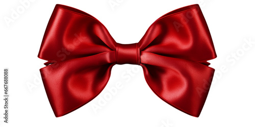 Shiny red satin ribbon, isolated on transparent background