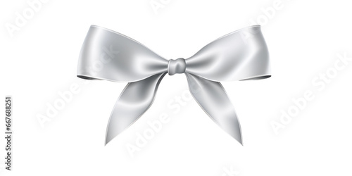 Shiny silver/ white satin ribbon, isolated on transparent background