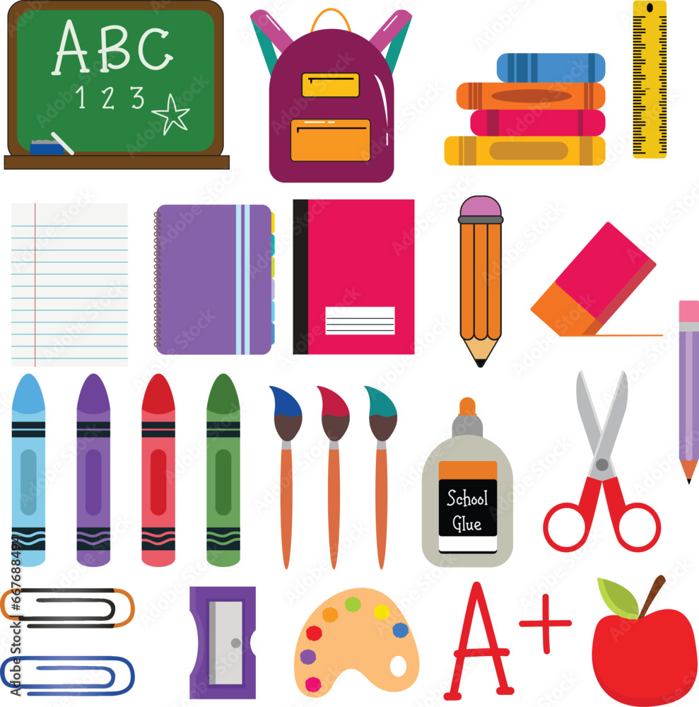 Study Item Clipart Set Back to School Item Vector Study Item Clipart Set Back to School Item Vector