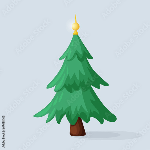 Illustration of a Christmas tree with a top. Christmas tree design on a simple background. Christmas tree illustration for stickers, cards, posts, brochures, flyers, placards, posters