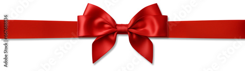 Photographie Red bow ribbon  and red ribbon with isolated against transparent background