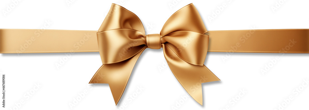 Gold bow ribbon and gold ribbon with isolated against transparent background. Christmas and happy birthday concept Gold bow ribbon and gold ribbon with isolated against transparent background. Christmas and happy birthday concept