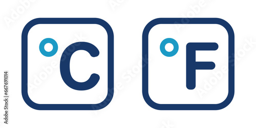 degree celsius and fahrenheit vector icon design