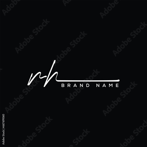 RH letter beauty handwriting vector logo.  photo