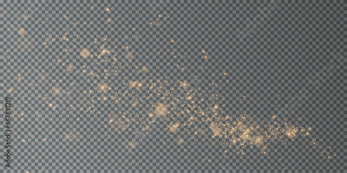 Christmas background. Powder dust light PNG. Magic shining gold dust. Fine, shiny dust bokeh particles fall off slightly. Fantastic shimmer effect. Vector illustrator.	

