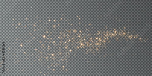 Christmas background. Powder dust light PNG. Magic shining gold dust. Fine, shiny dust bokeh particles fall off slightly. Fantastic shimmer effect. Vector illustrator.	
