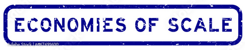 Grunge blue economies of scale word square rubber seal stamp on white background