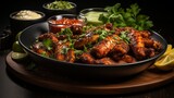 A tasty and spicy chicken wings platter. AI generated