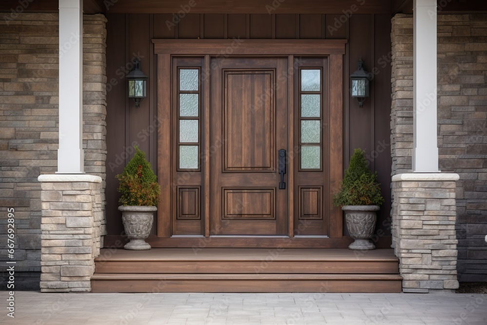 Entrance Door: Georgian wooden front door with pillars and stone walls. Entrance Door: Georgian wooden front door with pillars and stone walls.