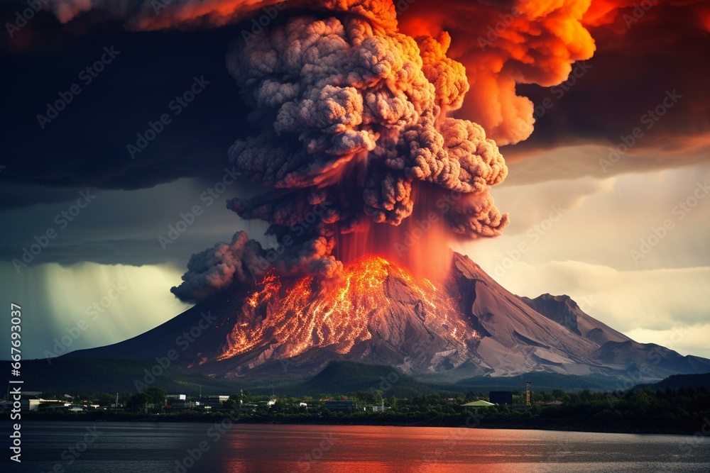 A volcanic eruption. Generative AI