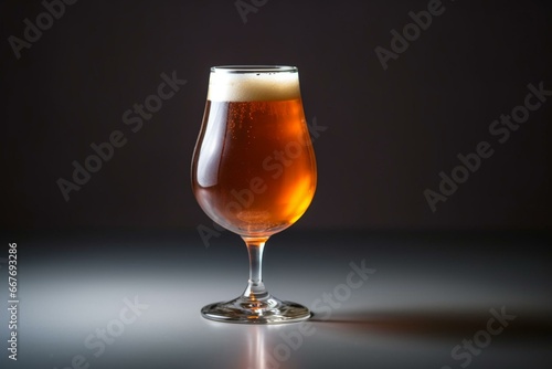 glass of ale on plain background. Generative AI