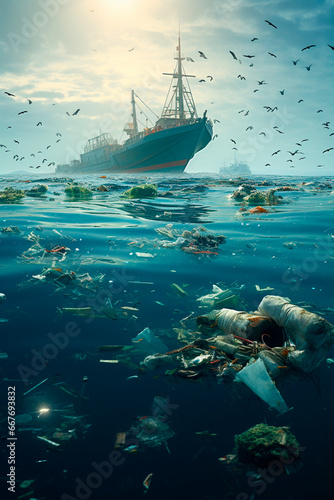 the sea is polluted with garbage. Generative AI,