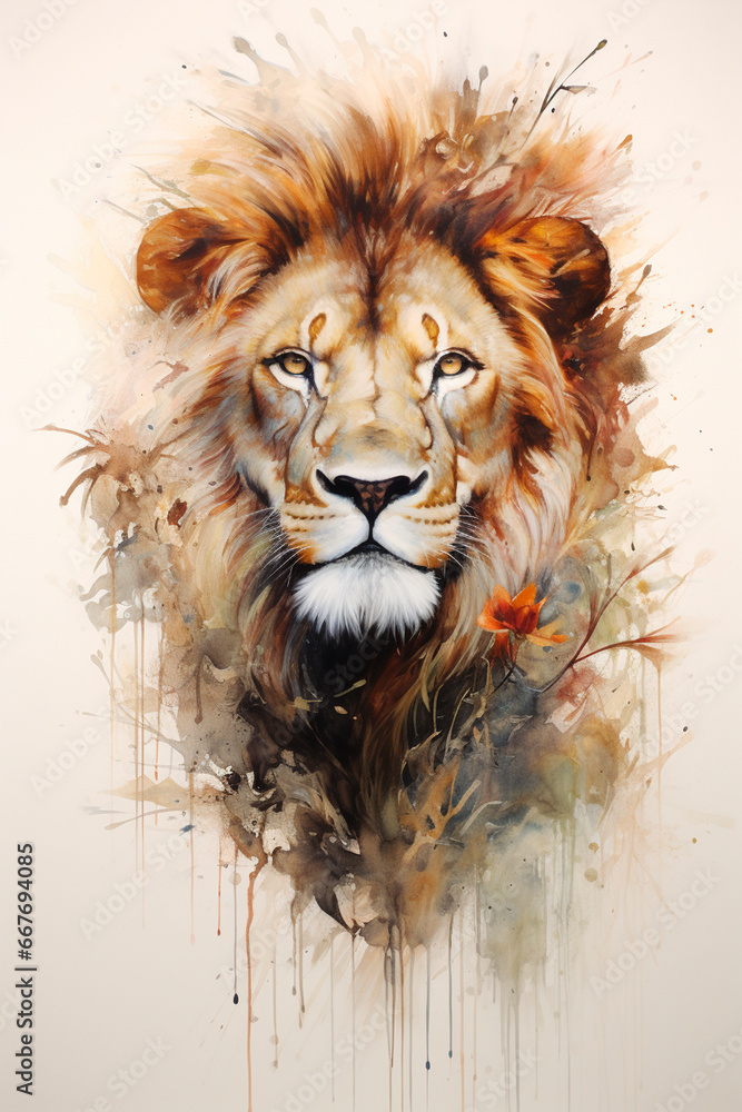 Beautiful portrait of a lion. Generative AI,