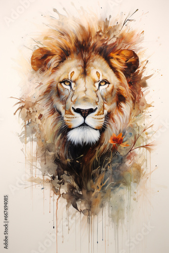 Beautiful portrait of a lion. Generative AI, © yanadjan