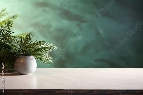 empty counter table top with potted plant