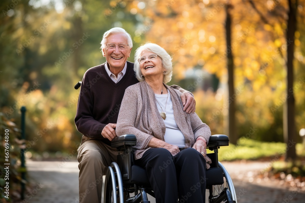 Happy Senior Couple Enjoying walking in park, Recalling Memories, and Staying Healthy Happy Senior Couple Enjoying walking in park, Recalling Memories, and Staying Healthy