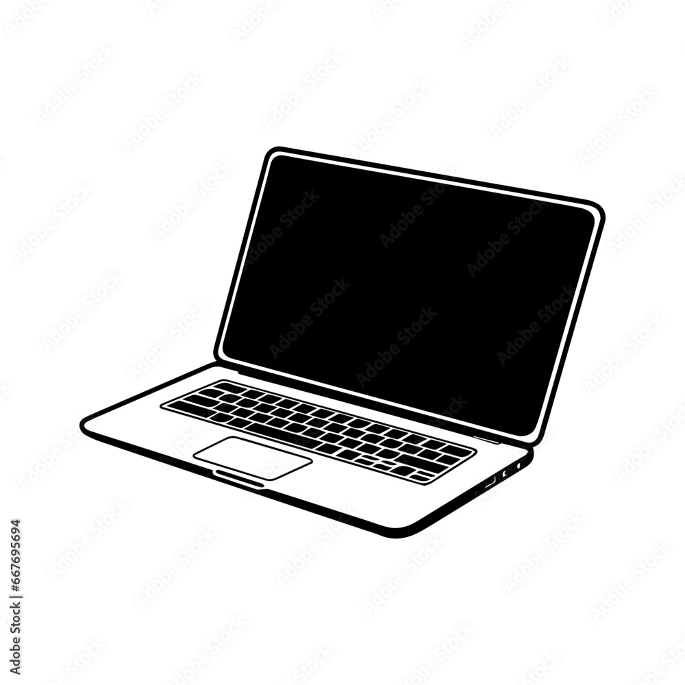 Laptop flat vector icon illustration, digital technology concept flat design