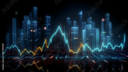 Business and financial stock market, Economic graph with diagrams, Business investment and stock trading on dark background - Generated by Generative AI