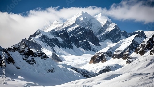 snow covered mountains in winter