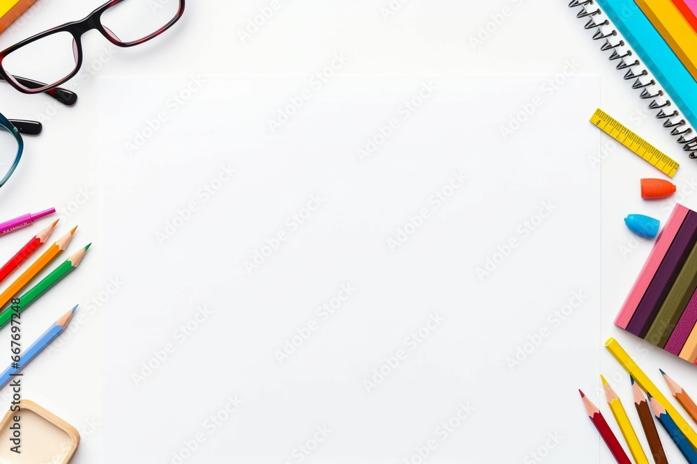 Fototapeta premium stationery and office stuff on white background with copy space