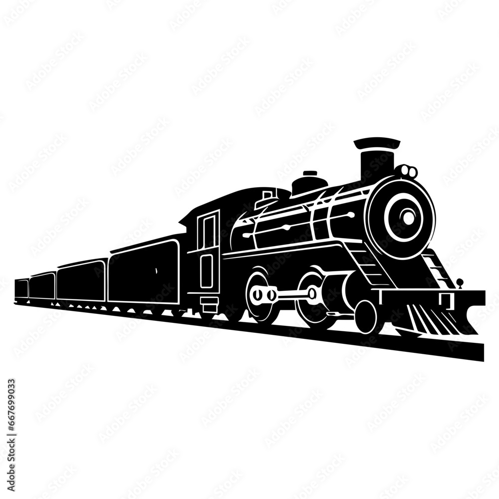 Steam Locomotive hand drawn sketch Vector illustration Transport.