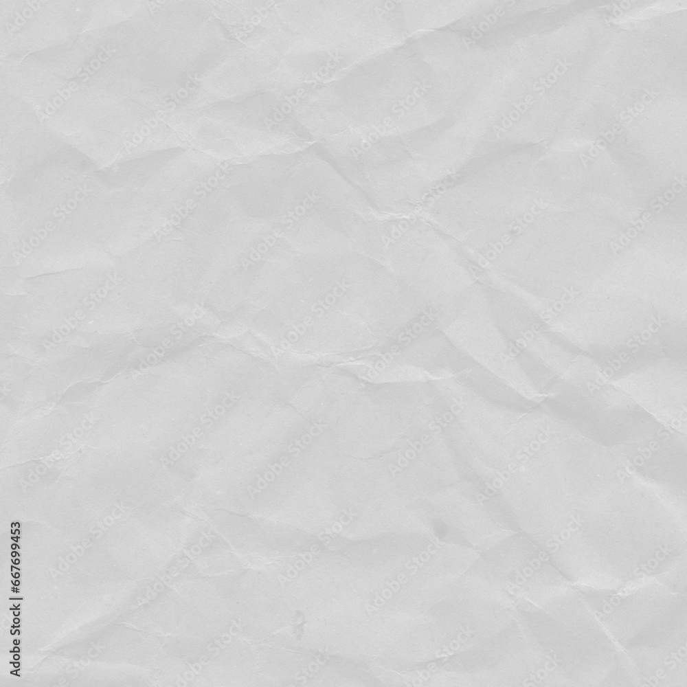 Recycled crumpled white paper texture background. Royalty high-quality free stock photo image of Wrinkled and creased abstract backdrop, wallpaper with copy space, top view