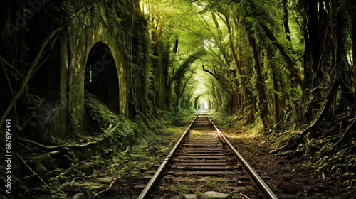 A railway track in the forest