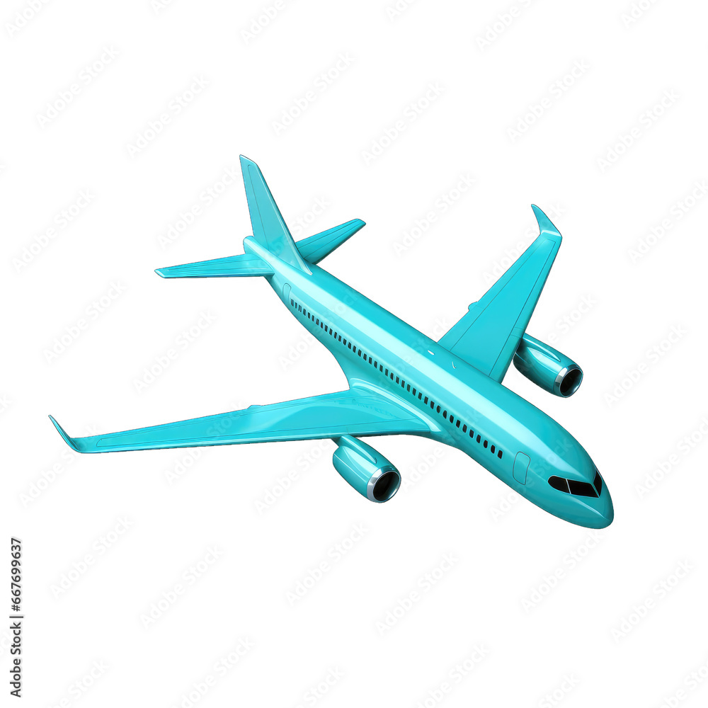 3D model airplane isolated on transparent and white background. Png transparent