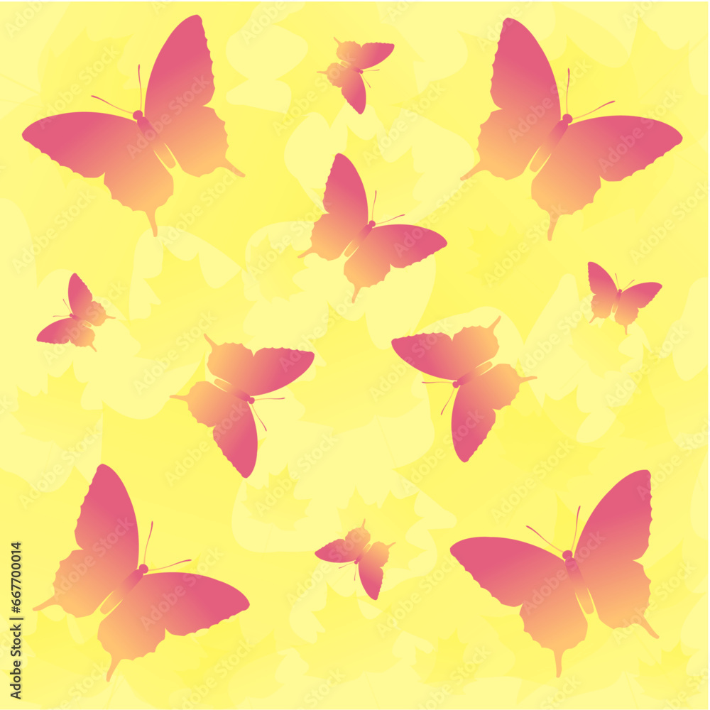 Autumn butterflies background, autumn pattern