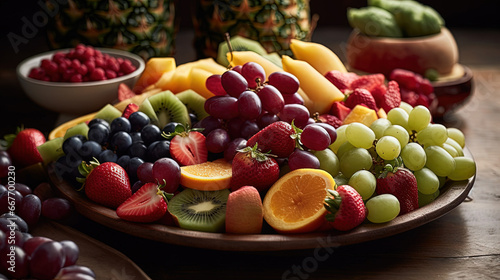 Assorted Fresh Ripe Delicious Fruits As Background