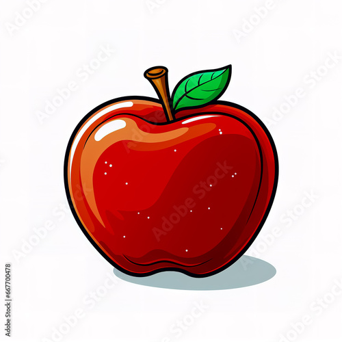 Sticker design with an apple on white background.