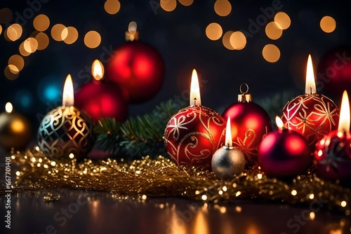 christmas candles and balls