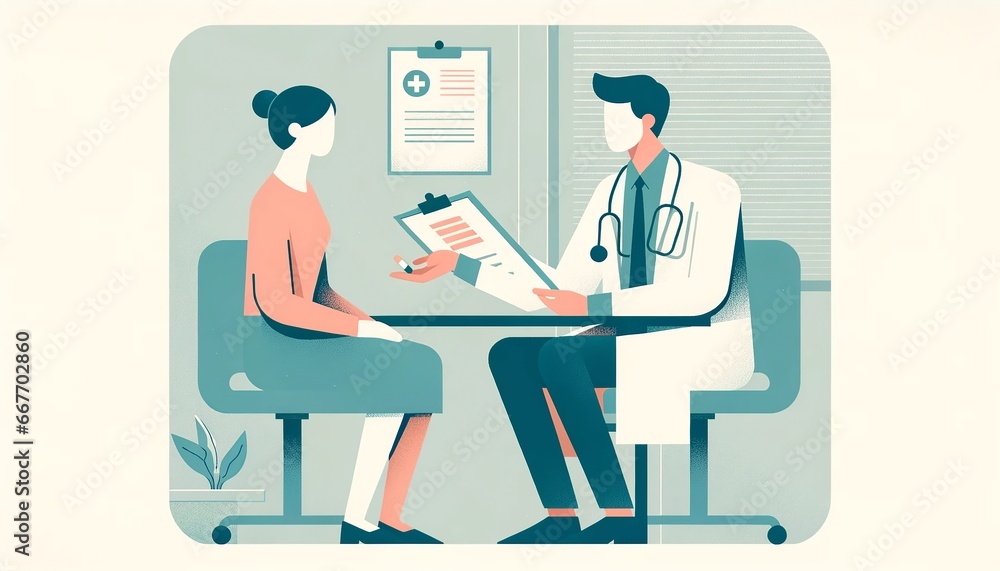 Devoted Medical Consultation: Tender Illustration in Muted Tones Devoted Medical Consultation: Tender Illustration in Muted Tones