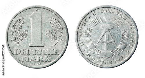 Coin 1 deutsche mark. German Democratic Republic. DDR. 1956