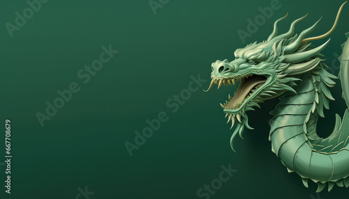 Green Chinese dragon  new year concept on green background
