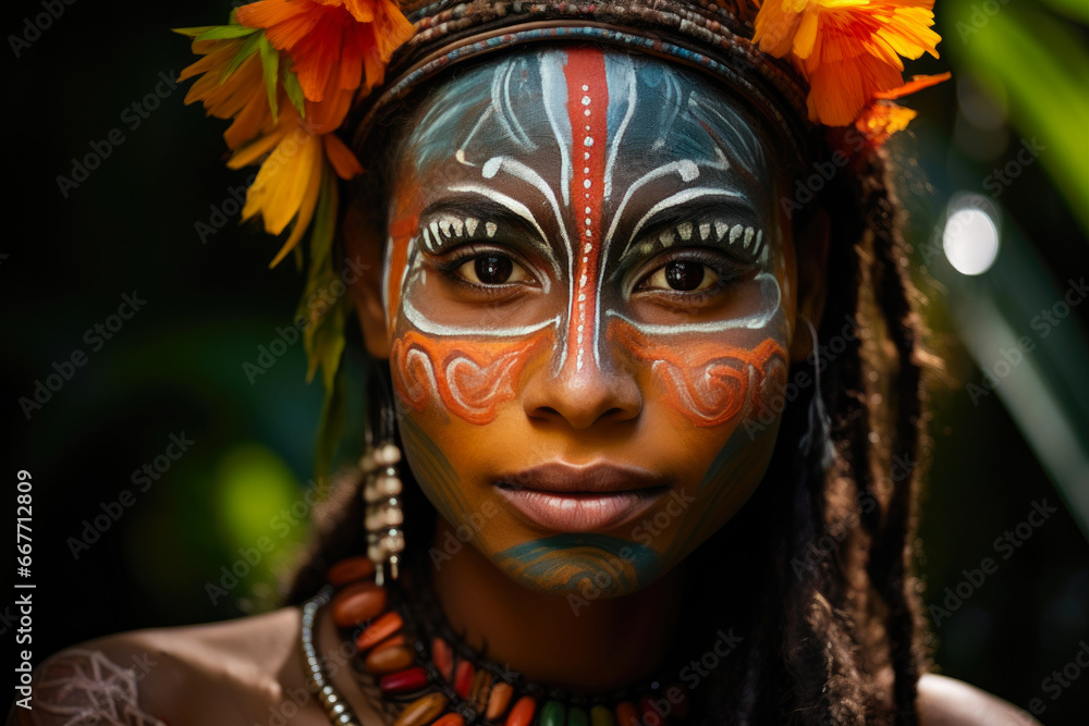 Enchanting Jungle Goddess in Tribal Hues Enchanting Jungle Goddess in Tribal Hues