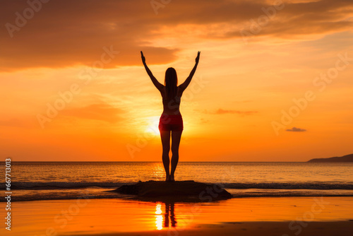 Tranquil Moments: Yoga Poses During Beach Sunset