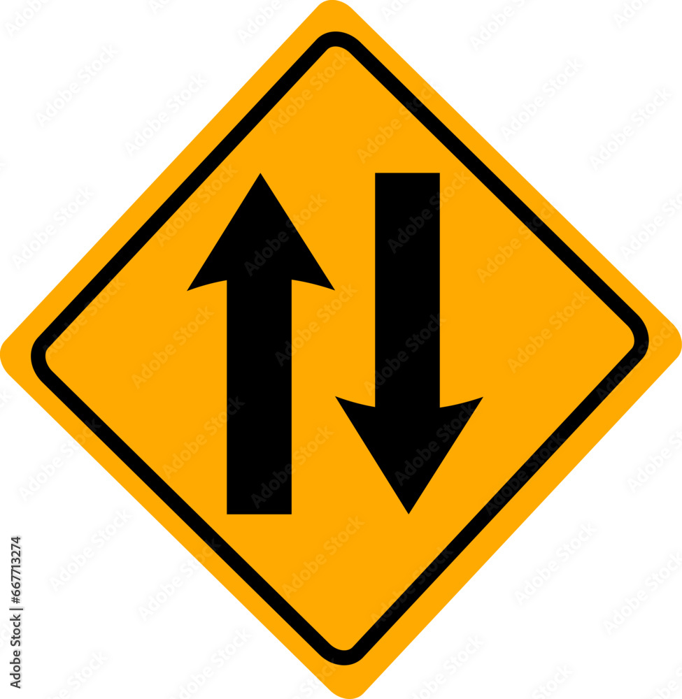 Two Way Sign icon, yellow warning icon. Replaceable vector design Two Way Sign icon, yellow warning icon. Replaceable vector design