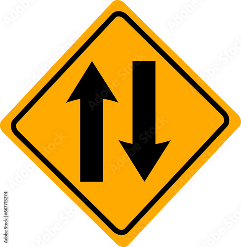 Free Download Two Way Sign icon, yellow warning icon. Replaceable vector design - GFXLoad
