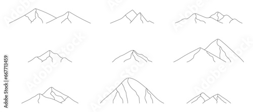 Mountain. Mountains vector. Mountain in line design. Mountains collection. Mountain logo