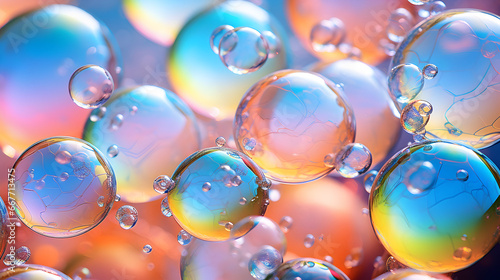 Picture a captivating background filled with countless translucent bubbles, gleaming and shimmering under a soft light. 