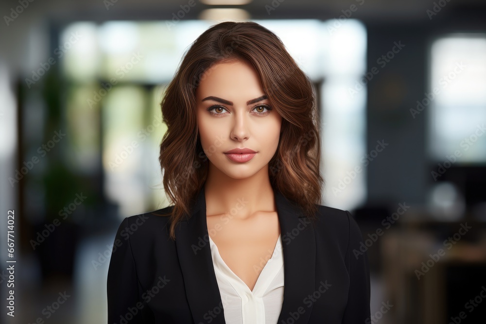Fototapeta premium Professional Woman Posing for Picture in Stylish Suit