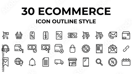 set of icons Ecommerce Outline Style.