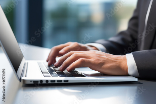 Business Innovator Typing on Laptop Keys